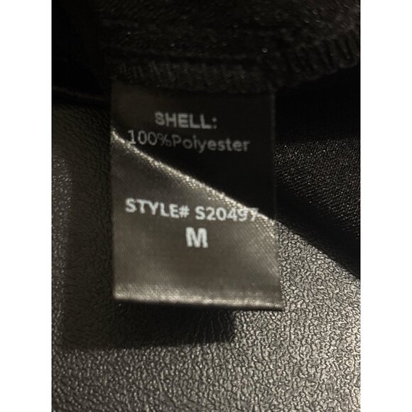 Womens Shiny Black Long Sleeve Button Front Crop Top - Picture 9 of 11